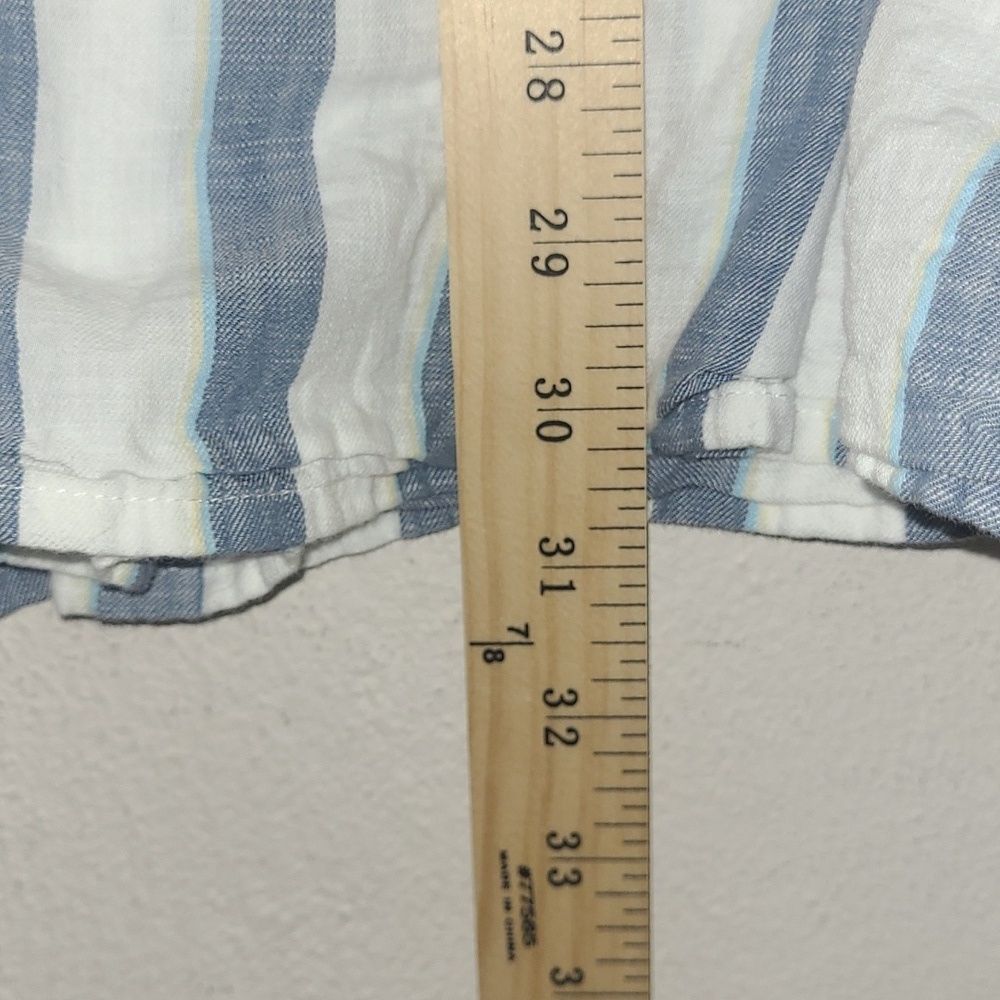 Milkmaid House Dress Verticle Striped Midi Shirred Ruffeled Tiered Off Shoulder - Picture 6 of 9